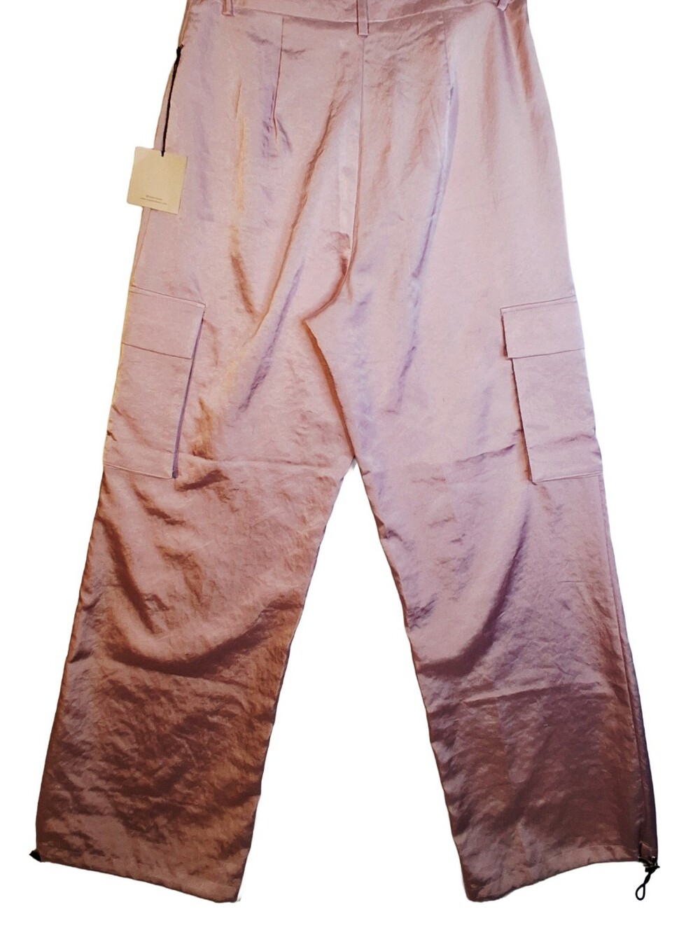 Pink Satin Cargo Pants Super Down